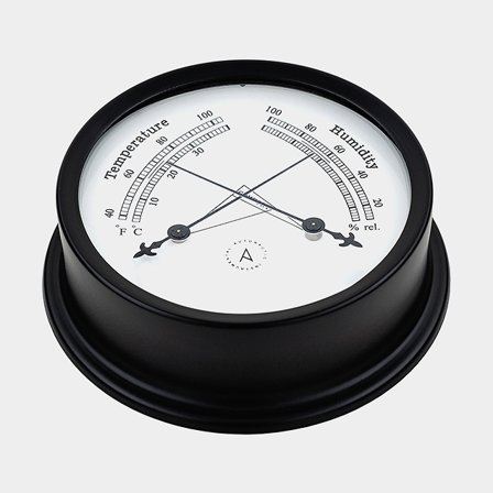 Hygrometer & termometer Autonautic Pacific TH120N, Ø110/120 mm, svart aluminium