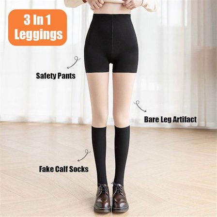 Kvinnor 3 i 1 Leggings Säkerhetsbyxor Höga strumpor håller värmen