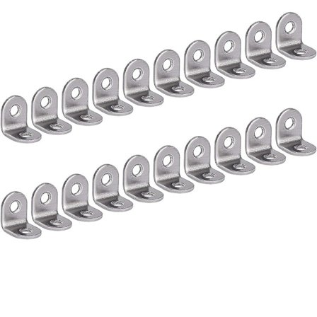 Høyre Vinkel Rustfritt Stål Brakett 90 Grader Hjørnebrakett L-formet Vinkelbrakett Festbrakett Sølv Leveres 20 Stykker 20*20*16mm