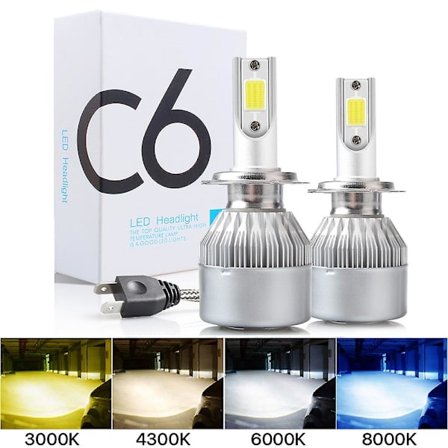 2 st C6 LED Bilstrålkastare H7 LED H4 Lampa H8 H1 H3 H11 HB3 9005 HB4 9006 9007 Billampor Dimljus 3000K 6000K 8000K Gyllengul H27 880 881
