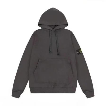 Sten Trendig amerikansk Stone Island-emblem Huvtröja i ren bomull for menn Kvinner High Street løs kappa hoodie Mørkgrå Dark Grey L Dark Grey L