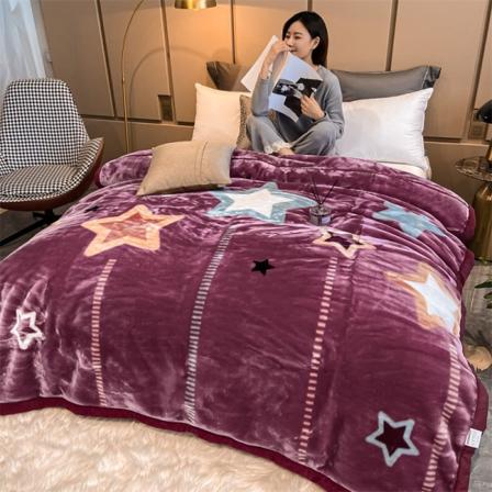 Mjuk komfortfilt Present Raschel Velvet Ny Höst Vinteraktiviteter Cover Förtjockat Dubbellager Star language 180*220cm