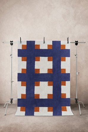 Jotex - Bomullsteppe Bomull/Bomull Kobolt/karry/naturhvit DELPHI - Kjøp Bomulls- & filleryer hos Jotex