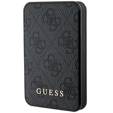 Guess Powerbank 15W GUPB5LP4GEGK 5000mAh svart/svart 4G Läder Metall Logo