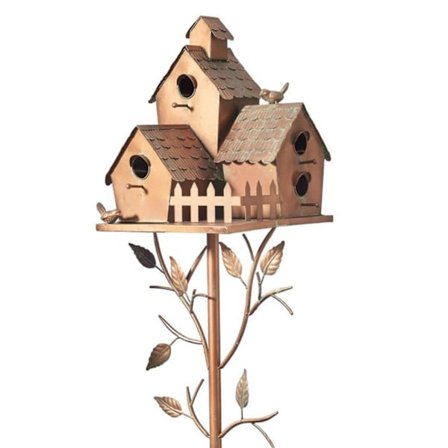 Fågelholk Trädgårdsinsats med Stång Metallkonst Viloplats Fågelhus (E)-XF7-