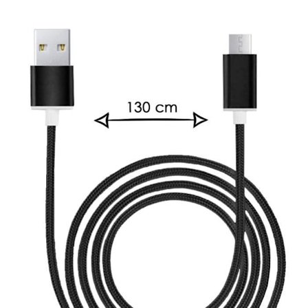 Micro USB-kabel för Ulefone Armor X7 Pro Nylonflätad USB-kabel 1,3 meter snabbladdning-synkronisering-dataöverföringskabel - SVART
