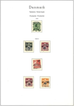 Færøerne 1919-1940 - Flot 2/5 øre, grøn og sæt provisorier - Stemplet