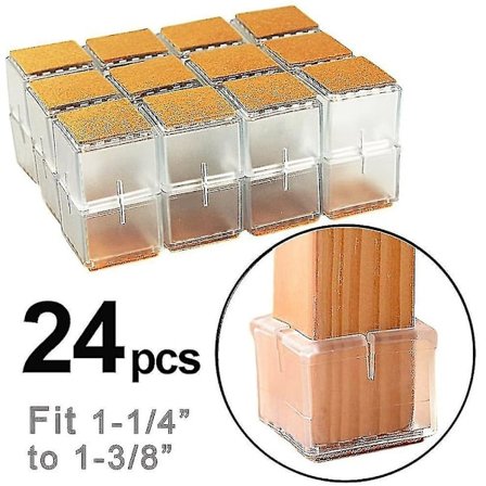 24 kpl Tuolin Jalan Suojus Neliömäinen Huonekalujen Lattiasuojat Huopapehmusteella, Tuolin Liukuesteet Jalat Korkit Sopii 1,18 Tuumaa 1,38