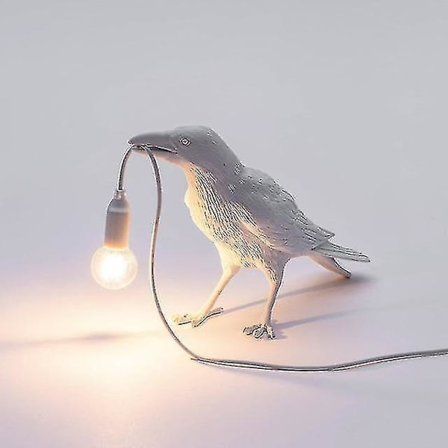 Small Bird Wall Lamp Resin Bedroom Bedside Living Room Decoration Led Light (table White)