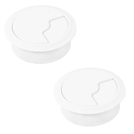 Kabelgjennomføring for skrivebord og benkeplate | Panel for USB-kabeltilkobling, strømforsyning, CPU-skjerm | PVC-plast | Borediameter: 80 mm - Øye: 