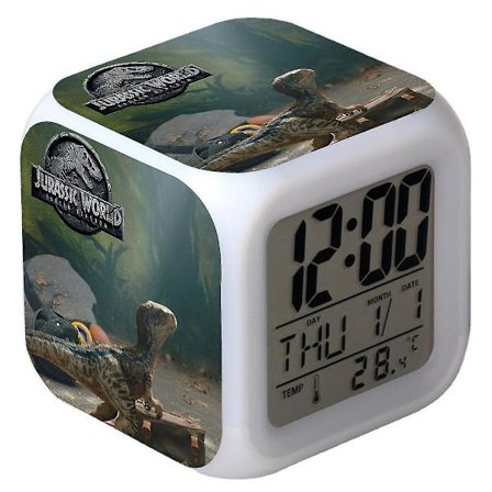Jurassic World 3 Colorful Color Changing Quartet Alarm Clock Led Night Light Birthday Gift Style K