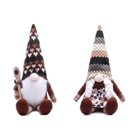 2 st bruna hängande ansiktslösa dockor, handmalet kaffe, Rudolph, Ch