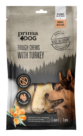 PrimaDog Prima Dog Rough Chews Turkey/Sea Buckthorn puruluu kalkkuna/tyrni, 13,5 cm, 2 kpl