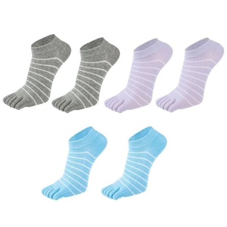 3 par stribede tåstrømper femfingrede strømper lave farverige strømper til kvinder piger tilbehør[pl]