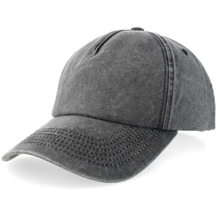 Equip - Zwart adjustable Cap - Black Pigment Washed Low Profile Golfer A-Frame Adjustable @ Hatstore