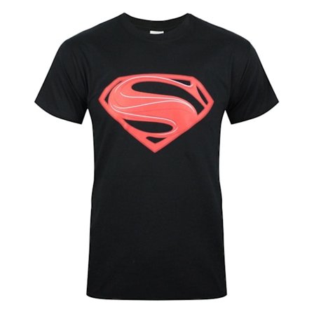 Superman Officiell Man Of Steel Röd Logotyp T-shirt S Svart