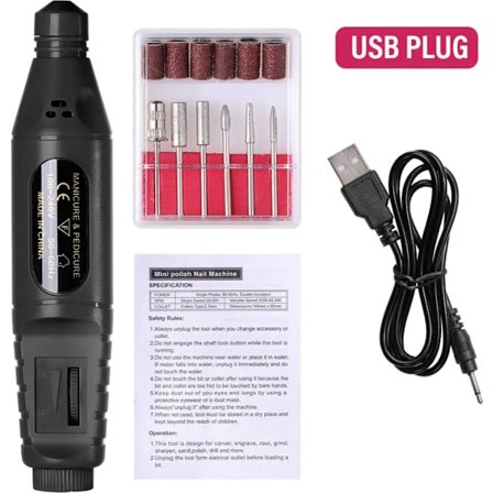 Xerolax Elektrisk Pedikyrsett, Elektrisk Neglefil, Profesjonelt Pedikyrsett, 10 i 1, Neglebor, Elektrisk Neglebor, Føtter, Hender