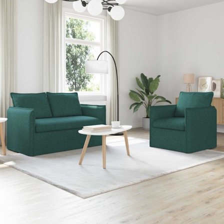 Soffa 120cm 2 pcs Mörkgrön Metall