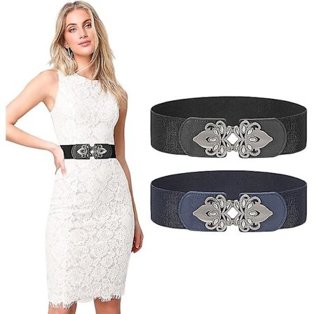 Elastisk belte for kvinner, bredt, elastisk midjebelte, klemmebelte, vintagebelte, damebelter for kjoler