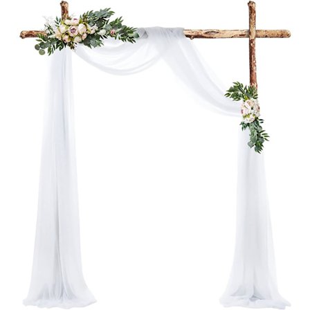 Valkoinen tylliverho, 75 x 500 cm hääkaaren ripustus, valkoinen sifonkikankaan verho, hääkoristeluun, seremoniaan, juhliin, taustaan, harsoverho