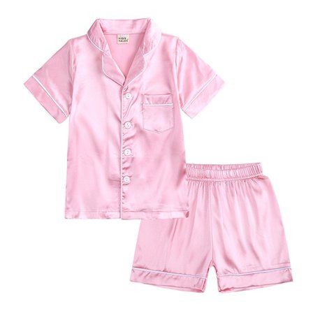 Liten pojke flicka kort satin pyjamas set, L (XTZ8380P)