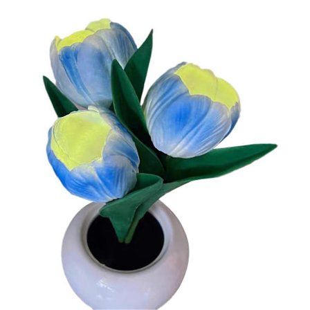 LED Tulip Natlampe med Keramisk Blomsterpotte, LED Simulation Tulip Bordlampe Fødselsdagsgave til Kvinder Mor