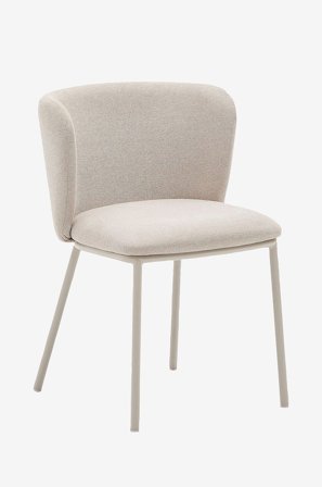 Kave Home - Ciselia-stol i chenille og stål, Fsc Mix Credit, 2-p - Beige - Stoler - Fra Homeroom