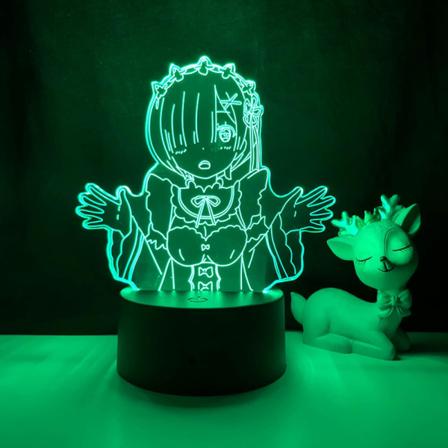 WJ Anime LED-nattlampa Re Zero Starting Life in World Nattlampa för sovrumsdekor Födelsedagspresent Re Zero 3D-lampa