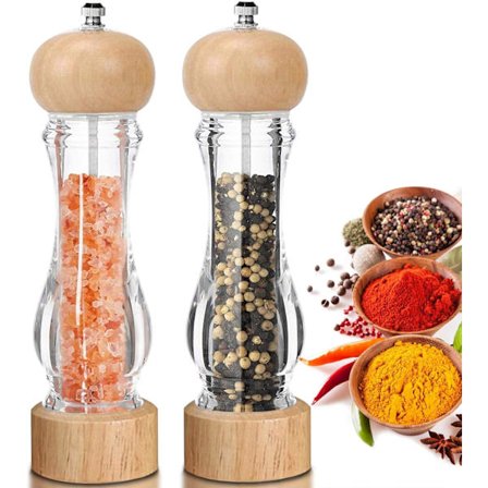 Peber- og Saltkværn, Sæt af 2 Manuel Træ Peberkværn, A