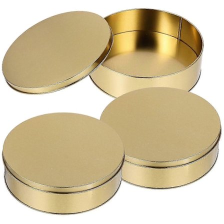 3 stk. kakeboks med lokk, rund blikkboks, godteriboks, metallbeholder for ferier, for kaker, godteri og snacks