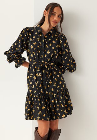 VILA - Viclo Yle L/S SHIRT DRESS - Black Beauty Aop:yle - Kläder - - Bubbleroom