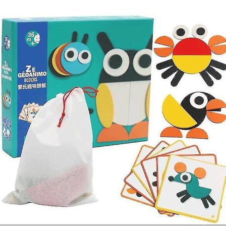 Træmønster Byggeklodser Puslespil Sortering og Stabling