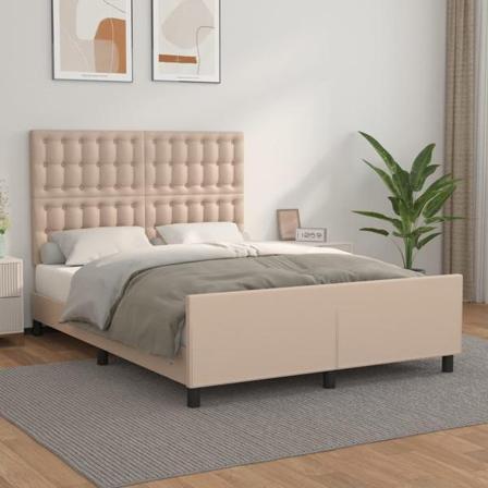 Vidaxl Sängram Med Huvudgavel Cappuccino 140x200 Cm Konstläder Brun