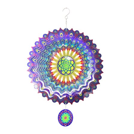 3D-pyörivä Mandala-tuulikello - sininen violetti