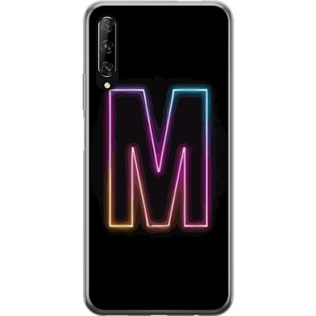 Yhteensopiva Puhelinkuori Huawei Huawei P smart Pro 2019 Neonkirjain M värinvaihtuva valotehoste mustaa taustaa vasten, moderni minimalistinen typogr