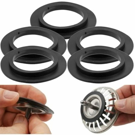 Tetteplugger for vask, gummipakning for vask, silpakninger, 5-pakning med erstatningspakninger for vask, gummipakninger for propp