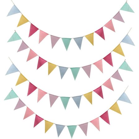 48 kolmion lippua monivärisestä kankaasta, 4 x viirinauhaa