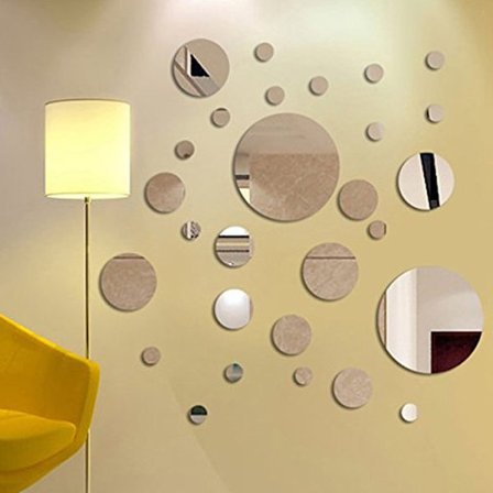 36-pack (silver) runda akrylväggklistermärken för vardagsrum, Din