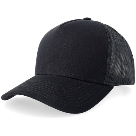 Equip - Zwart trucker Cap - Black Canvas A-frame Trucker @ Hatstore
