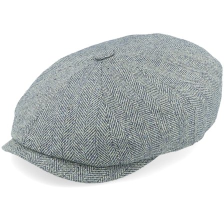 Stetson - Blå flatcap Keps - Hatteras Silk Green/Blue Herringbone Flat Cap @ Hatstore
