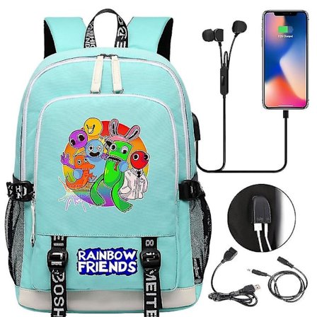 Duomi Rainbow Friend USB-ladattava Oxford-kangaskoululaukku, vedenpitävä, hengittävä