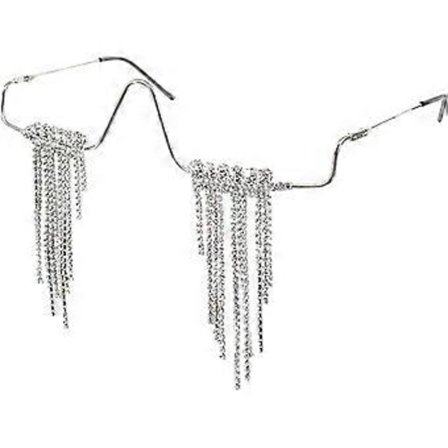 Halvbrilleinnfatning med diamantdekor uten glass Retro Krystall Metall V-innfatning Briller uten glass