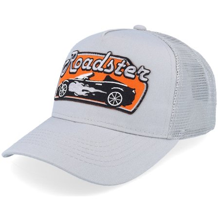 Kiddo Cap - Grijs trucker Cap - Kids Roadster Car Big Patch Light Grey Trucker @ Hatstore