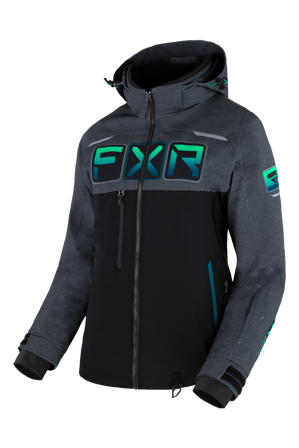 FXR Maverick Snow Jacket Women Black/Mid Grey Heather/Mint Fade 4