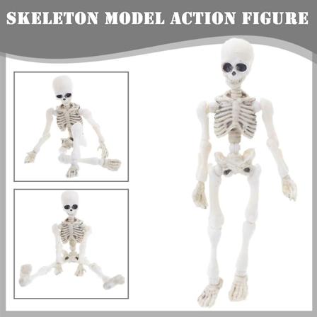9CM Halloween Bevegelig Skjelett Menneskelig Modell Hodeskalle FullBody Mini Figur Skummel Leke[HK]