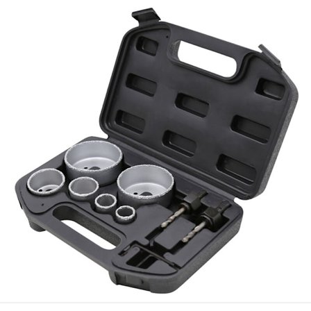Hullsagsett, 9-delers verktøysett, bor for fliser, kjernebor - 22/25/35/44/68/73 mm