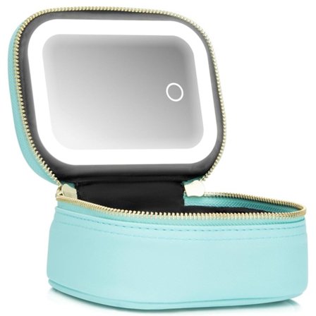 Mini Sminkepung med 3-Modus LED-Speil - Bærbar Justerbar Lysstyrke Kosmetisk Organizer for Pol-Party Arbeid Touch-Ups