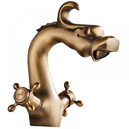 Carved Dragon Faucet Antique Bronze Basin Bathroom Vessel Basin Faucet Double Handle Bathroom Mixer Faucet Luxury Basin