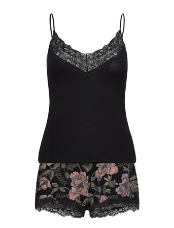 Pj Short Cami Waterflower Black Hunkemöller