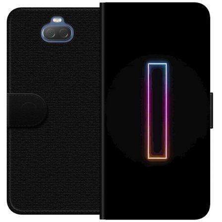 Kompatibel Tegnebogsetui til Sony Sony Xperia 10 Minimalistisk neonbogstav I i regnbuefarver mod mørk baggrund